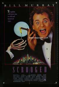 c233 SCROOGED one-sheet movie poster '88 Bill Murray, great image!