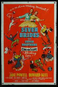 c213 SEVEN BRIDES FOR SEVEN BROTHERS one-sheet movie poster '54 Powell