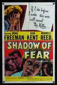 c207 SHADOW OF FEAR one-sheet movie poster '56 Mona Freeman, Jean Kent