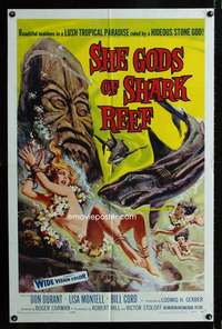 c191 SHE GODS OF SHARK REEF one-sheet movie poster '58 Roger Corman, AIP