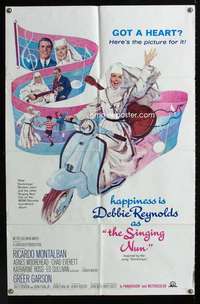 c162 SINGING NUN one-sheet movie poster '66 Debbie Reynolds riding Vespa!