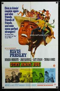 c129 STAY AWAY JOE one-sheet movie poster '68 Elvis Presley riding bull!