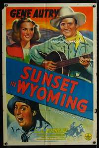 c122 SUNSET IN WYOMING one-sheet movie poster '41 Gene Autry with guitar!