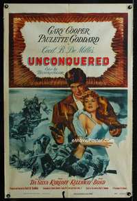 c081 UNCONQUERED one-sheet movie poster R55 Gary Cooper, Paulette Goddard