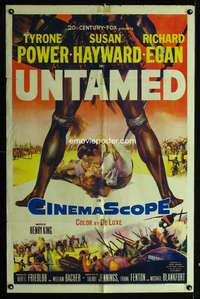 c077 UNTAMED one-sheet movie poster '55 Tyrone Power, Susan Hayward