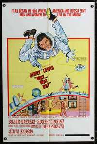 c066 WAY WAY OUT one-sheet movie poster '66 Jerry Lewis, Connie Stevens