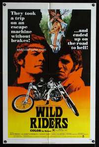c056 WILD RIDERS one-sheet movie poster '71 bikers on the road to Hell!