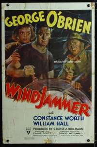 c051 WINDJAMMER one-sheet movie poster '37 George O'Brien at sea!