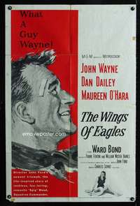 c048 WINGS OF EAGLES one-sheet movie poster '57 John Wayne, Maureen O'Hara