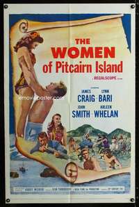 c034 WOMEN OF PITCAIRN ISLAND one-sheet movie poster '57 Lynn Bari, Craig