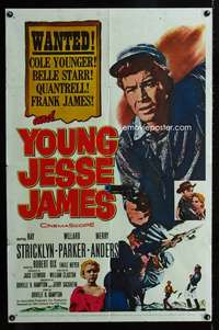 c014 YOUNG JESSE JAMES one-sheet movie poster '60 wanted teenage outlaw!