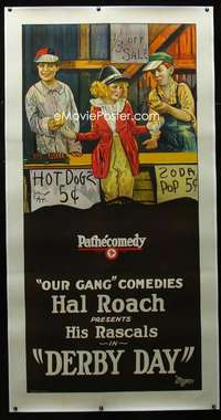 d015 DERBY DAY linen three-sheet movie poster '23 Our Gang, Hal Roach!