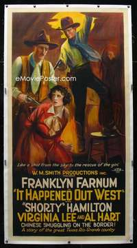 d020 IT HAPPENED OUT WEST linen three-sheet movie poster '23 Franklyn Farnum