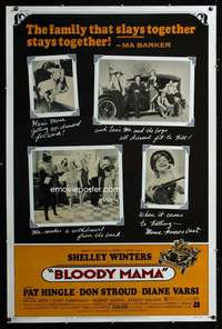 d112 BLOODY MAMA Forty by Sixty movie poster '70 AIP, crazy Shelley Winters!