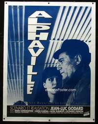 d040 ALPHAVILLE linen French one-panel movie poster R80s Jean-Luc Godard