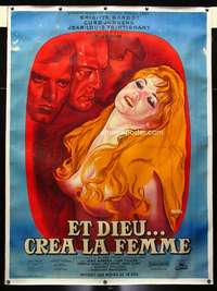 d041 AND GOD CREATED WOMAN linen French one-panel movie poster R64 Bardot