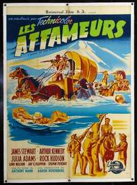 d043 BEND OF THE RIVER linen French one-panel movie poster '52 Jimmy Stewart