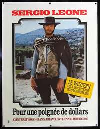 d045 FISTFUL OF DOLLARS linen French one-panel movie poster R80s Eastwood