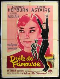 d048 FUNNY FACE linen French one-panel movie poster '57 Hepburn by Grinsson!