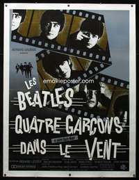 d051 HARD DAY'S NIGHT linen French one-panel movie poster R82 The Beatles!