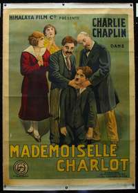 d057 MADEMOISELLE CHARLOT linen French one-panel movie poster R20s Chaplin