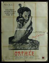 d064 ORPHEUS linen French one-panel movie poster '49 Jean Cocteau, Harold art!