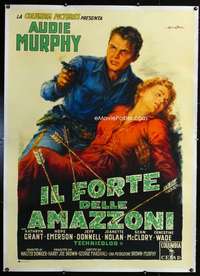 d001 GUNS OF FORT PETTICOAT linen Italian one-panel movie poster '57 Ballester