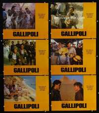 e369 GALLIPOLI 6 English movie lobby cards '81 Peter Weir, Mel Gibson