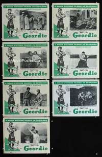 e318 WEE GEORDIE 7 Canadian movie lobby cards '55 Olympics in Australia!