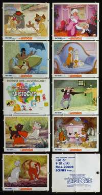 e020 ARISTOCATS 9 movie lobby cards R73 Walt Disney feline cartoon!