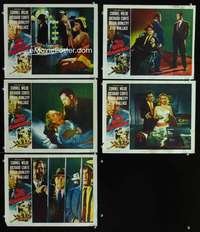 e456 BIG COMBO 5 movie lobby cards '55 Cornel Wilde, classic film noir!