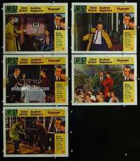 e467 CHARADE 5 movie lobby cards '63 Cary Grant, Audrey Hepburn
