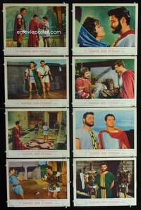 e055 DAMON & PYTHIAS 8 movie lobby cards '62 Italian sword & sandal!