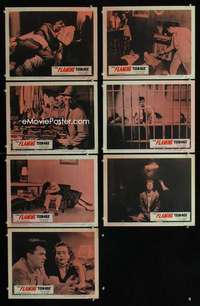 e239 FLAMING TEEN-AGE 7 movie lobby cards '57 bad teens from Hell!