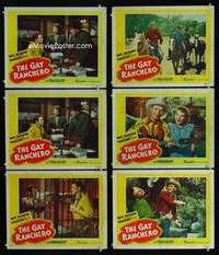 e371 GAY RANCHERO 6 movie lobby cards '48 Roy Rogers, Tito Guizar