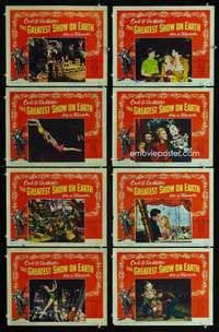 e074 GREATEST SHOW ON EARTH 8 movie lobby cards '52 DeMille, Heston