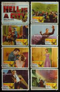 e079 HELL IS A CITY 8 movie lobby cards '60 Stanley Baker, English!