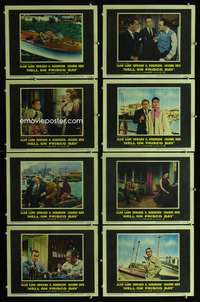 e080 HELL ON FRISCO BAY 8 movie lobby cards '56 Alan Ladd, Ed Robinson