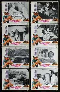 e088 INCREDIBLE 2 HEADED TRANSPLANT 8 movie lobby cards '71 wacky!