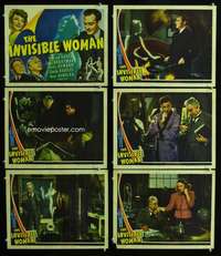 e384 INVISIBLE WOMAN 6 movie lobby cards '40 Virginia Bruce, Barrymore