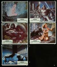 e496 KING KONG 5 movie lobby cards '76 John Berkey art of BIG Ape!