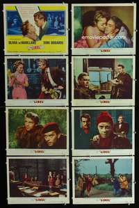 e106 LIBEL 8 movie lobby cards '59 Olivia de Havilland, Dirk Bogarde
