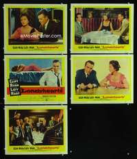 e504 LONELYHEARTS 5 movie lobby cards '59 Montgomery Clift, Ryan, Loy