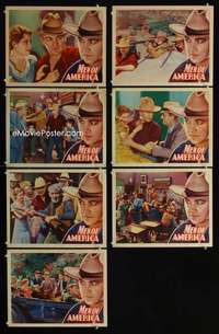 e279 MEN OF AMERICA 7 movie lobby cards '32 William Boyd, Chic Sale