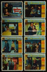 e121 MIDNIGHT STORY 8 movie lobby cards '57 Tony Curtis, San Francisco!
