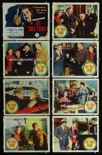 e131 MY TRUE STORY 8 movie lobby cards '51 Rooney, framed by a dame!