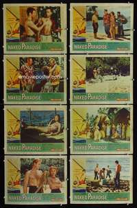 e132 NAKED PARADISE 8 movie lobby cards '57 Beverly Garland hooked!