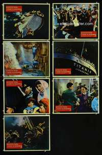 e284 NIGHT TO REMEMBER 7 Italy/Eng movie lobby cards '58 Titanic bio!
