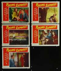 e515 PEKING EXPRESS 5 movie lobby cards '51 Joseph Cotten, Dieterle