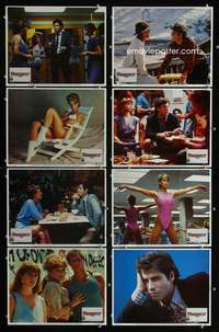 e145 PERFECT 8 movie lobby cards '85 sexy Jamie Lee Curtis & Travolta!